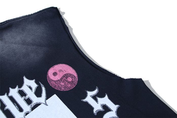 Gothic Letter Pink Yin Yang Religious Figure Double Sided Print Sleeveless Tank Top 29287307