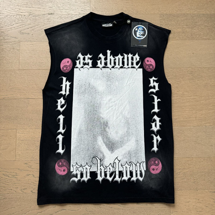 Gothic Letter Pink Yin Yang Religious Figure Double Sided Print Sleeveless Tank Top 29287307