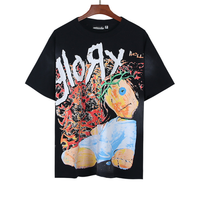 High Street Glory Letter Rag Doll Portrait Back Skeleton Claw Double Sided Print Oversized Tee 29287272