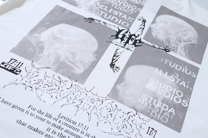 Gothic Brain Vessel Art Skull Collage Cross Symbol Double Sided Print Oversized Tee 29287208