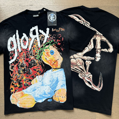 High Street Glory Letter Rag Doll Portrait Back Skeleton Claw Double Sided Print Oversized Tee 29287272