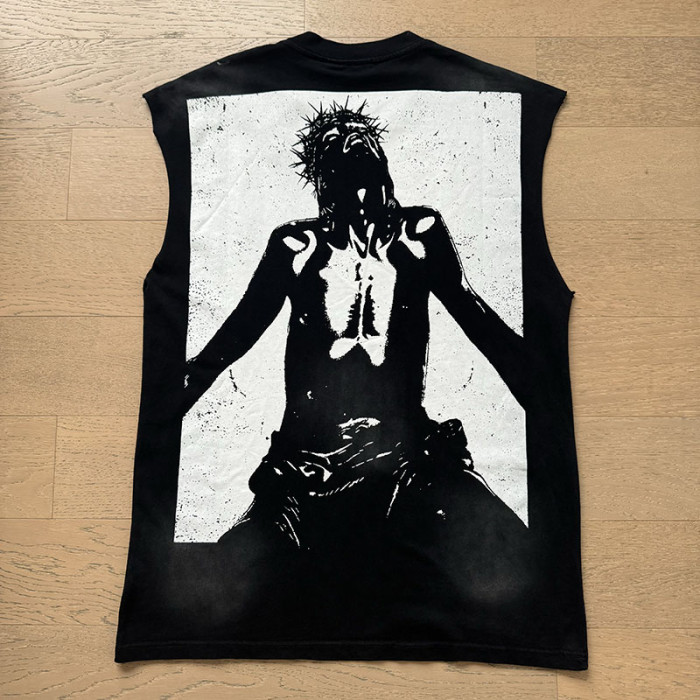 Gothic Letter Pink Yin Yang Religious Figure Double Sided Print Sleeveless Tank Top 29287307