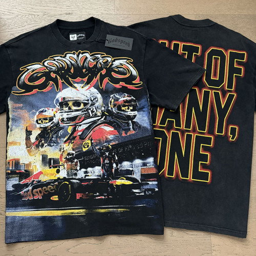 Graffiti Font F1 Race Driver & Race Car Out Of Many One Bold Text Double Printed Tee 29287353