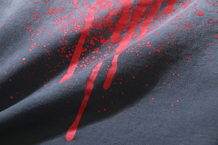 Jagged Script Logo Red Blood Splatter Drip Double Sided Print Print Oversized Tee 29287292