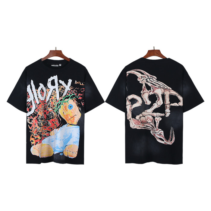 High Street Glory Letter Rag Doll Portrait Back Skeleton Claw Double Sided Print Oversized Tee 29287272