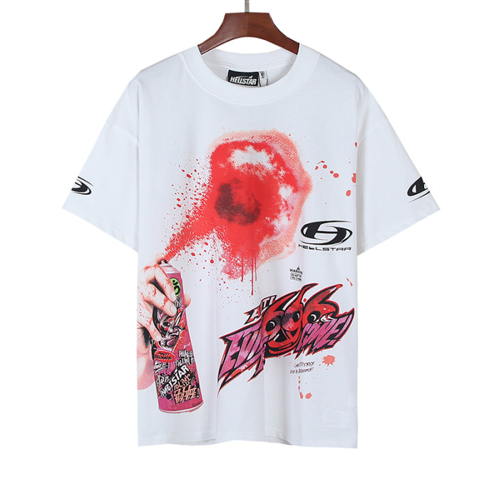 High Street Graffiti Spray Paint Can Red Splash Anti Evil 666 Letter Print Oversized Tee 29287266