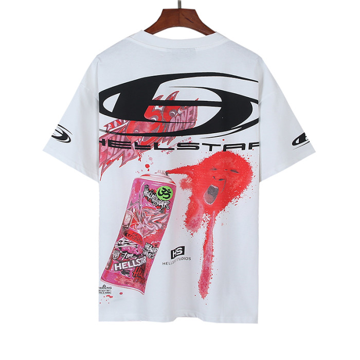 High Street Graffiti Spray Paint Can Red Splash Anti Evil 666 Letter Print Oversized Tee 29287266
