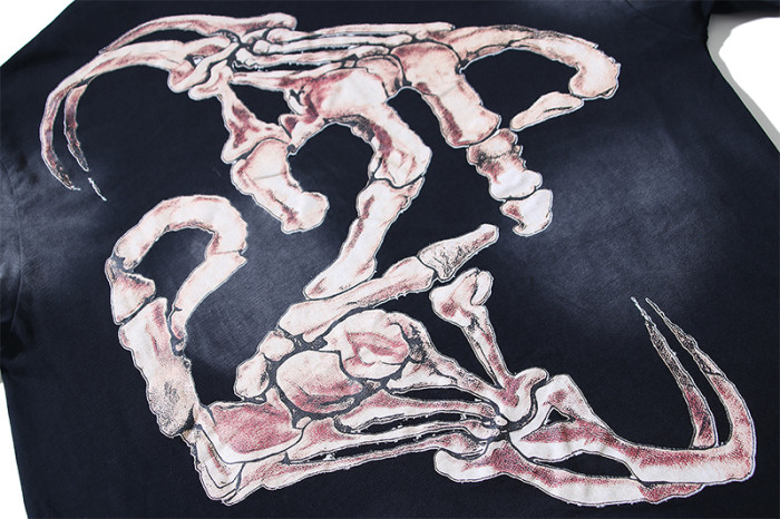 High Street Glory Letter Rag Doll Portrait Back Skeleton Claw Double Sided Print Oversized Tee 29287272