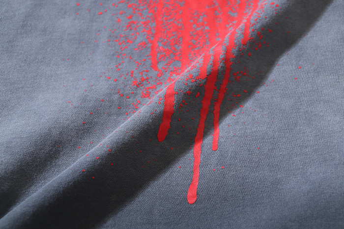 Jagged Script Logo Red Blood Splatter Drip Double Sided Print Print Oversized Tee 29287292
