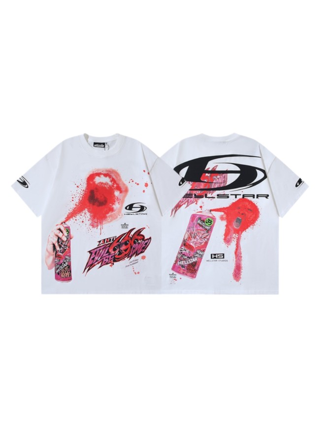 High Street Graffiti Spray Paint Can Red Splash Anti Evil 666 Letter Print Oversized Tee 29287266