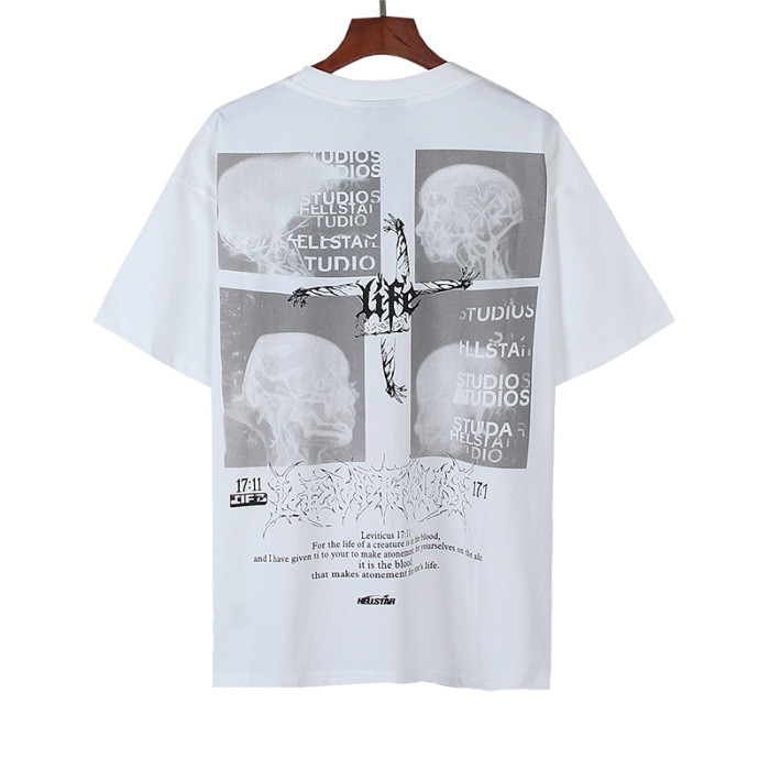Gothic Brain Vessel Art Skull Collage Cross Symbol Double Sided Print Oversized Tee 29287208