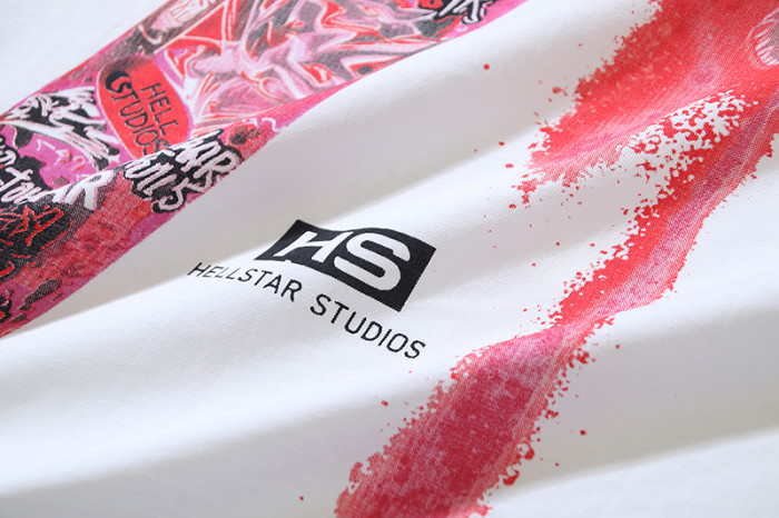 High Street Graffiti Spray Paint Can Red Splash Anti Evil 666 Letter Print Oversized Tee 29287266