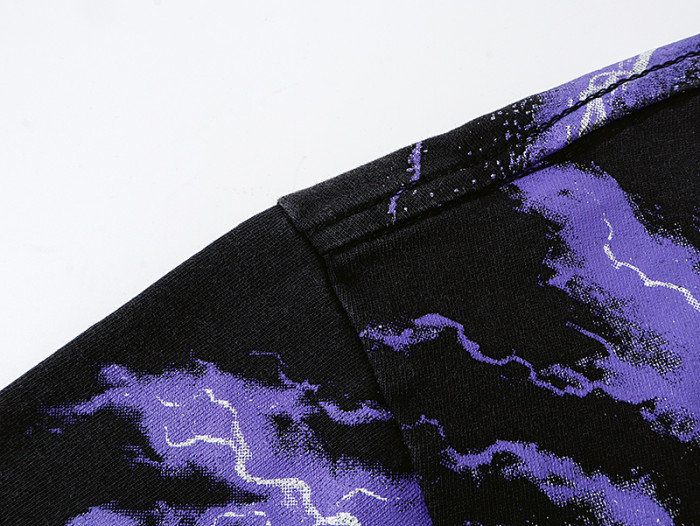 Lightning Background Checkered Suit Skull Racer Out Of Many One Slogan Double Sided Print Tee 29287370