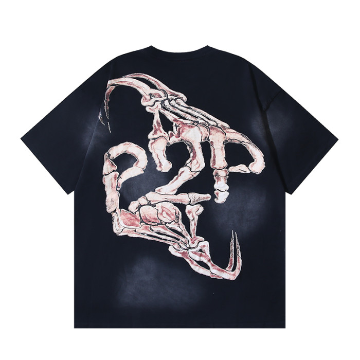 High Street Glory Letter Rag Doll Portrait Back Skeleton Claw Double Sided Print Oversized Tee 29287272