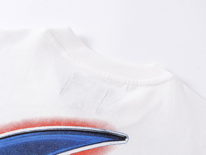 Script Letter Highway Driving Figure Gradient Blue Red GS Logo Double Printed Tee 29287468