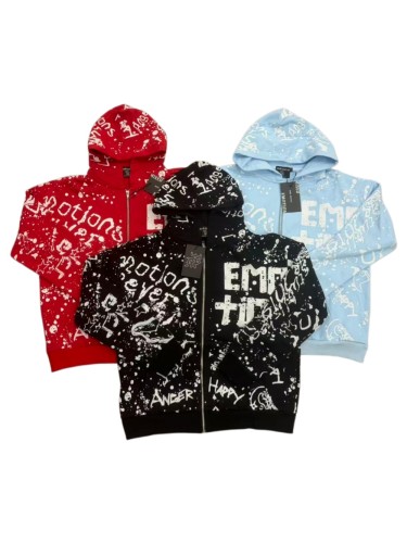 All Over White Paint Splatter Graffiti Emotion Letter Full Zip Oversized Hoodie 3 colors 29287194