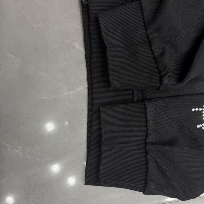High Street Washed Black Angel Art Rhinestone Letter Full Zip Oversized Hoodie 29287174