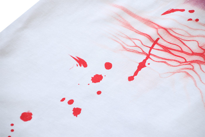 Red Blood Vessel Splatter Texture Abstract Face Double Sided Print Tee 29287245