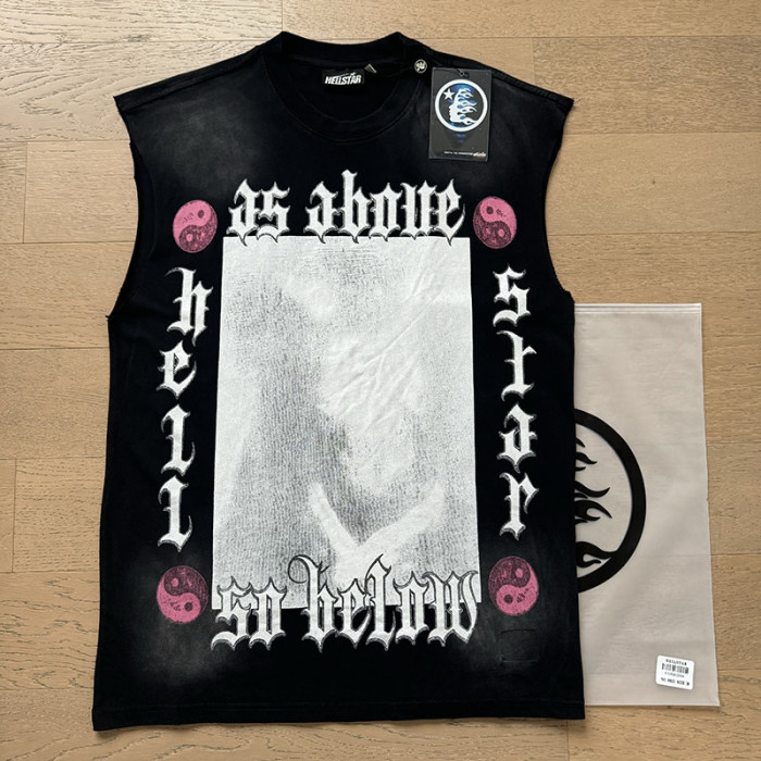 Gothic Letter Pink Yin Yang Religious Figure Double Sided Print Sleeveless Tank Top 29287307
