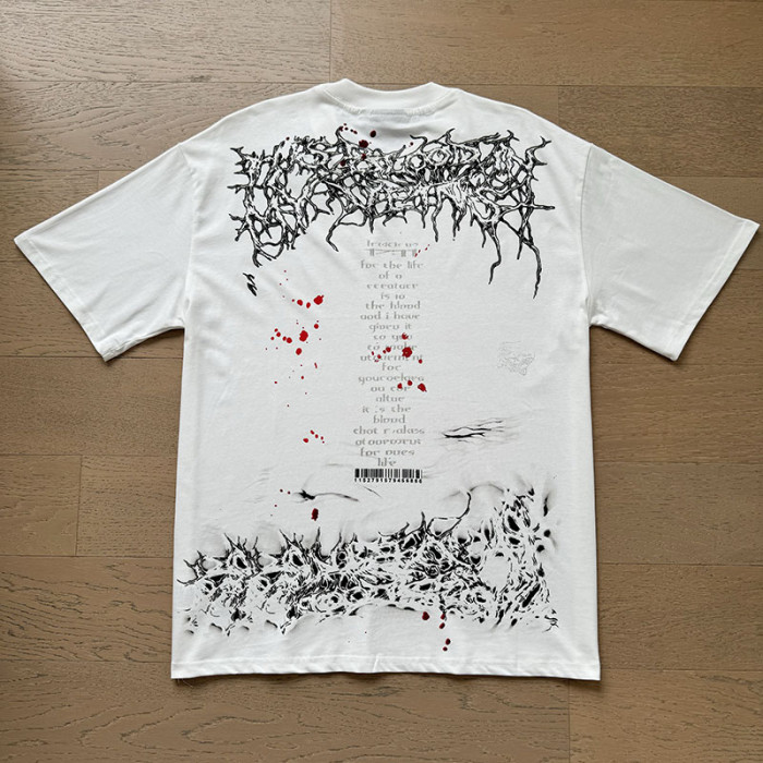 Red Blood Vessel Splatter Texture Abstract Face Double Sided Print Tee 29287245
