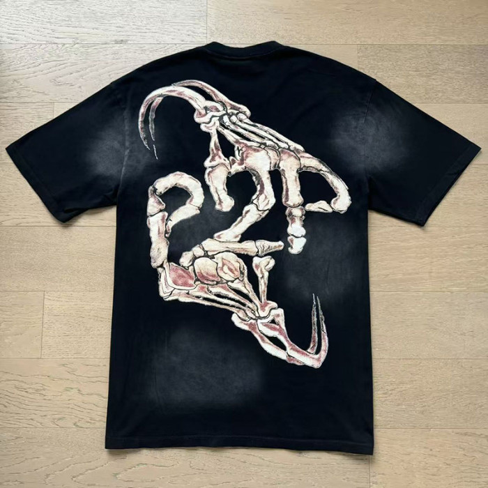 High Street Glory Letter Rag Doll Portrait Back Skeleton Claw Double Sided Print Oversized Tee 29287272
