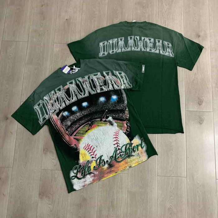 Rhinestone Texture Letter Life Is A Sport Vintage Baseball Stadium Double Sided Print Oversized Tee 29288412