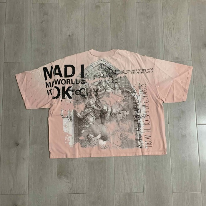 Renaissance Angel Sketch Collage Multi Text Double Sided Print Tee 29288547