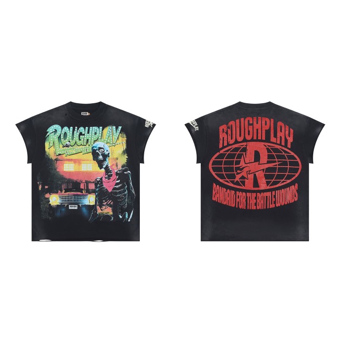 Dot Gradient Font Bandana Skeleton Classic Muscle Car Double Sided Print Tee 29288449
