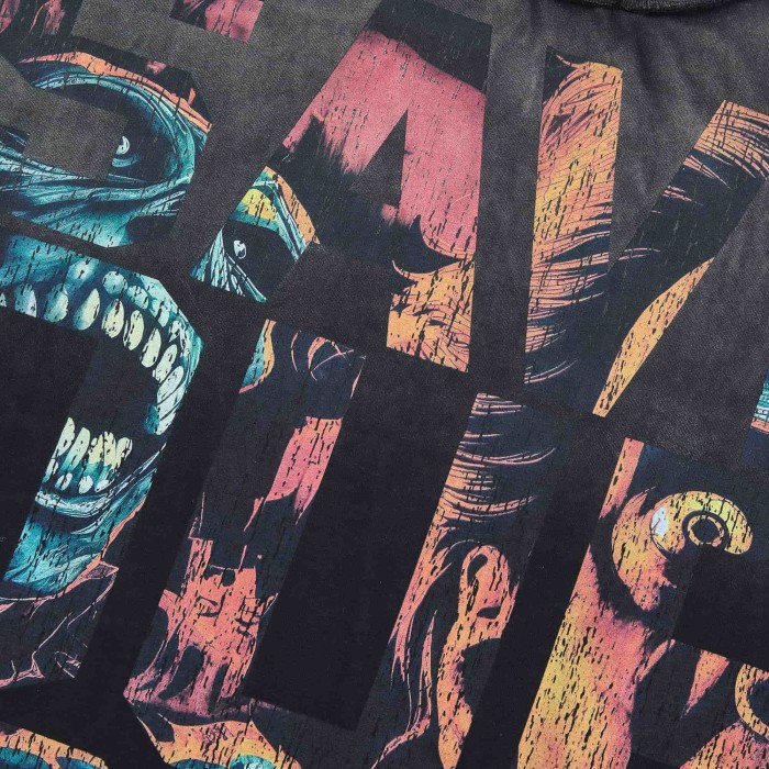 Horror Demon Portrait Embedded Text No Longer Save Human Save Our Souls Double Sided Print Tee 29288552