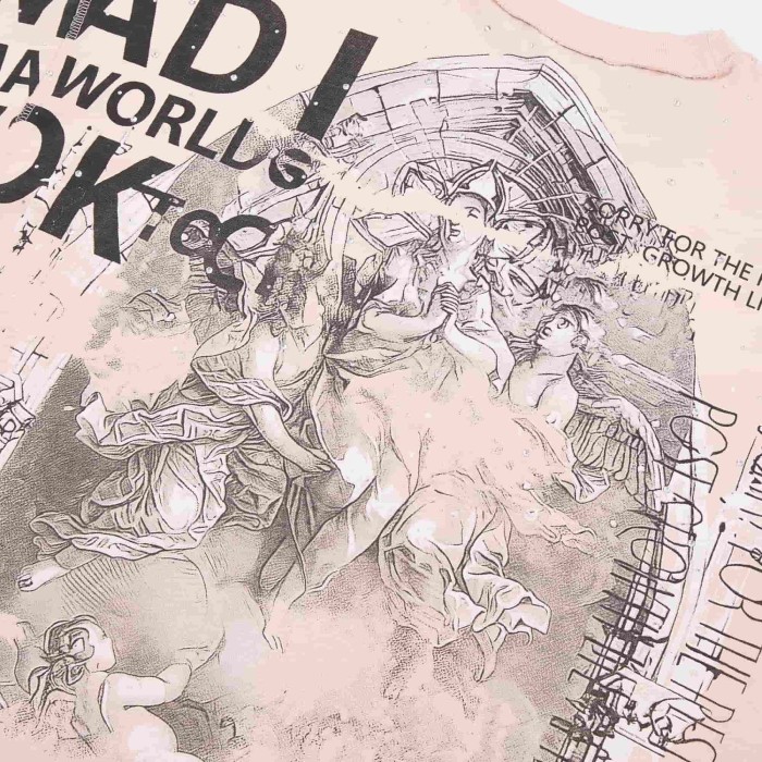 Renaissance Angel Sketch Collage Multi Text Double Sided Print Tee 29288547