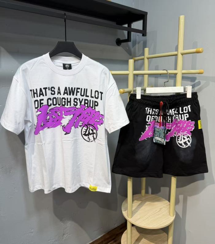 Anime Character Letter Print T-Shirt & Shorts Casual Streetwear Set 21 colors 29288563