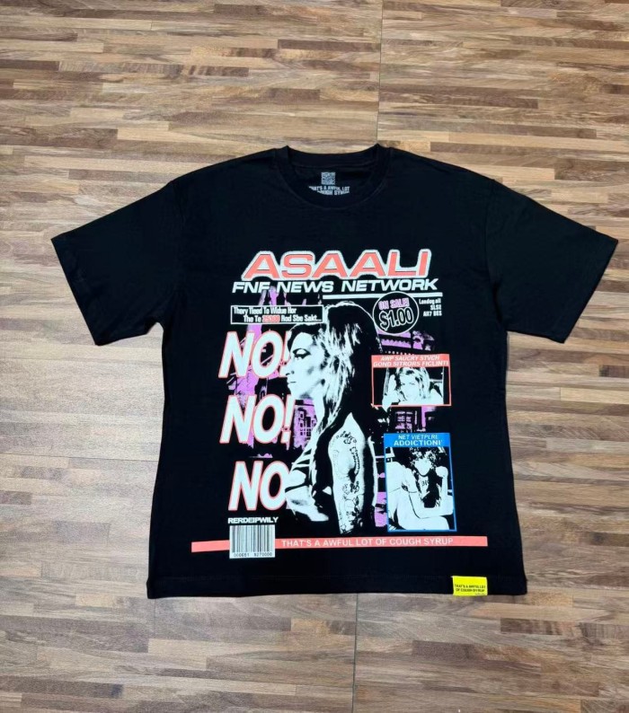 Asaali Retro Magazine Clipping Collage Figure Front Back Bold Slogan Oversized Tee 29288682