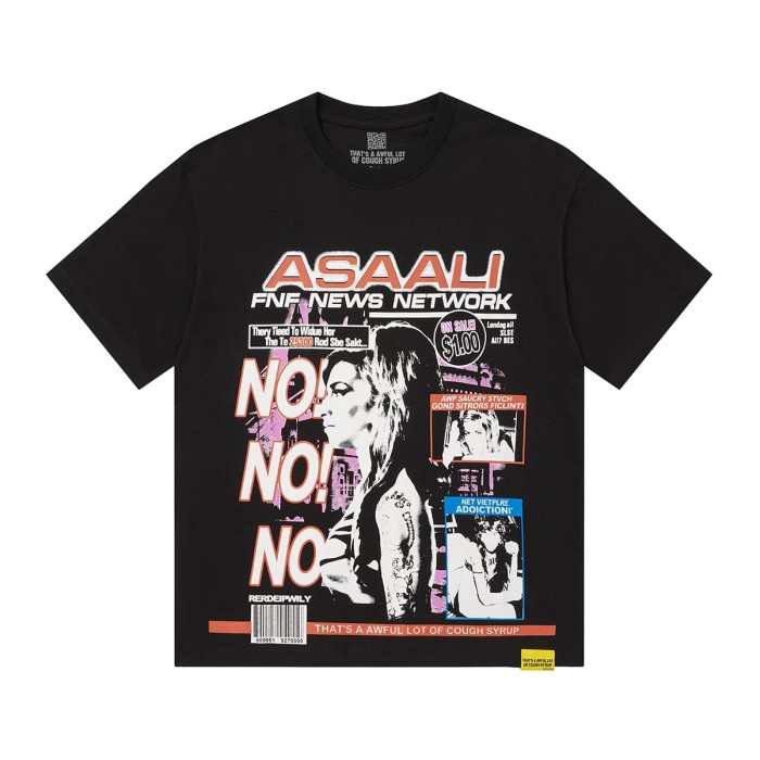 Asaali Retro Magazine Clipping Collage Figure Front Back Bold Slogan Oversized Tee 29288682