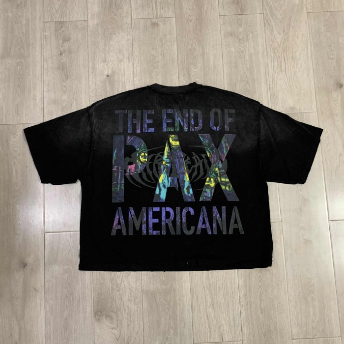 Gradient Sharp Font Twisted Statue Of Liberty The End Of Pax Americana Double Sided Print Tee 2 colors 29288473