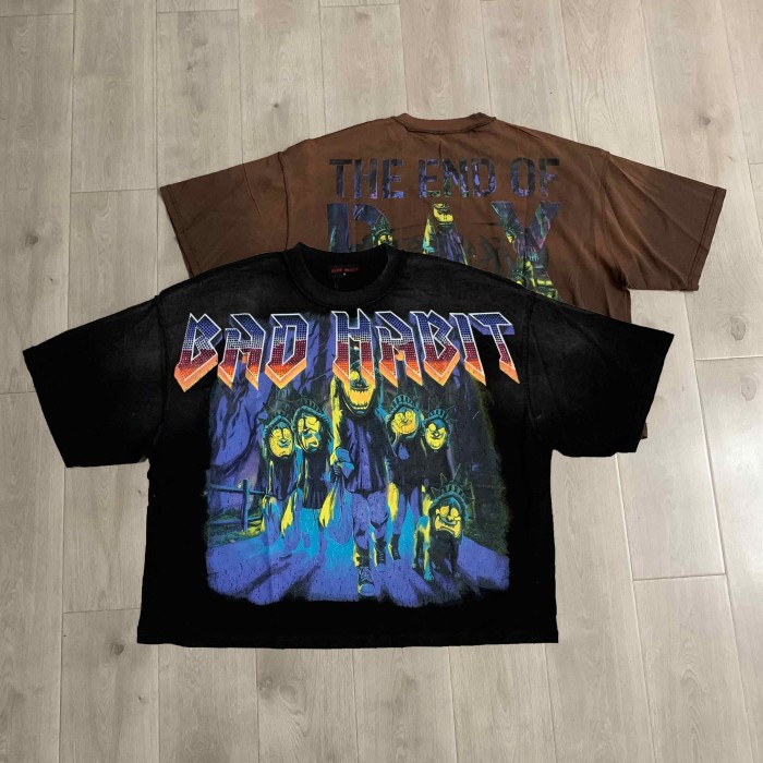 Gradient Sharp Font Twisted Statue Of Liberty The End Of Pax Americana Double Sided Print Tee 2 colors 29288473