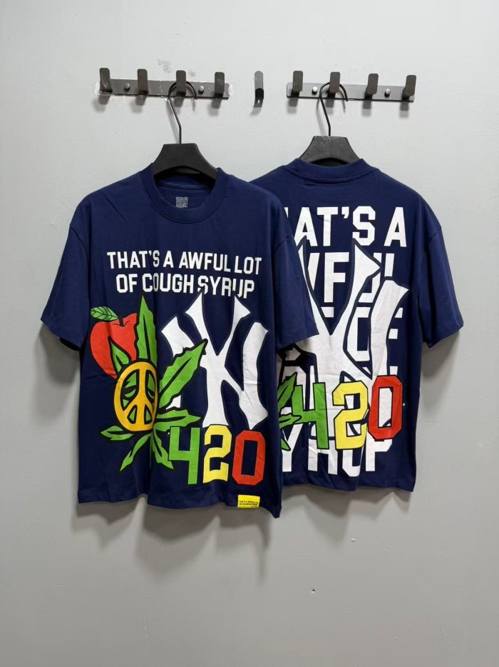 Weed Leaf Peace Symbol Apple NY Graffiti Double Sided Print Tee 2 colors 29288701