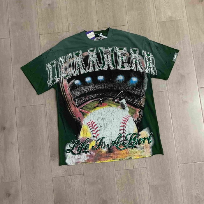 Rhinestone Texture Letter Life Is A Sport Vintage Baseball Stadium Double Sided Print Oversized Tee 29288412
