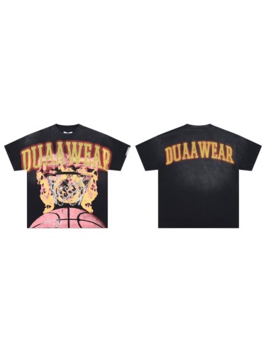 Two Tone Outline Letter Flame Basketball Hoop Double Sided Print Oversized Tee 29288379