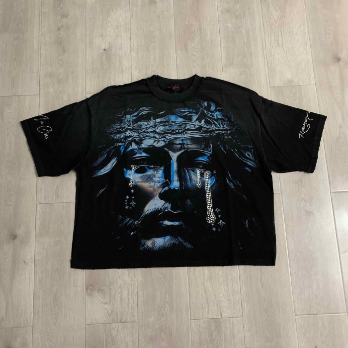 Crown Of Thorns Rhinestone Tears Jesus Portrait Graffiti Overlay The End Of Pax Sided Print Tee 29288539