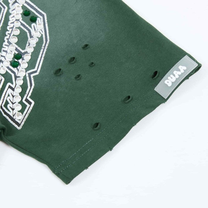 Rhinestone Texture Letter Life Is A Sport Vintage Baseball Stadium Double Sided Print Oversized Tee 29288412