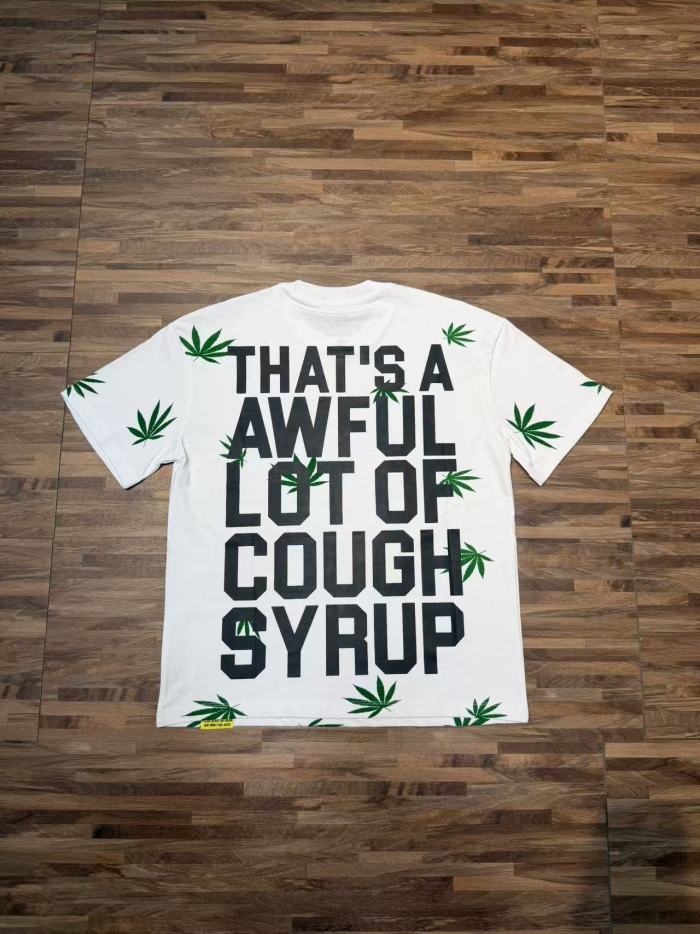 Scattered Leaf All Over Print Front Small Slogan Back Big Stacked Text Tee 2 colors 29288645