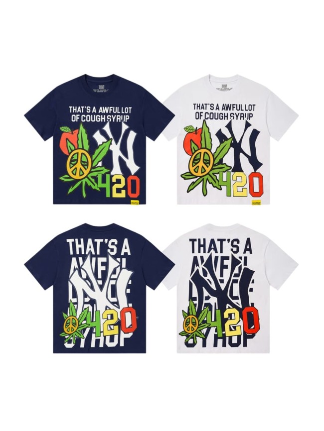 Weed Leaf Peace Symbol Apple NY Graffiti Double Sided Print Tee 2 colors 29288701