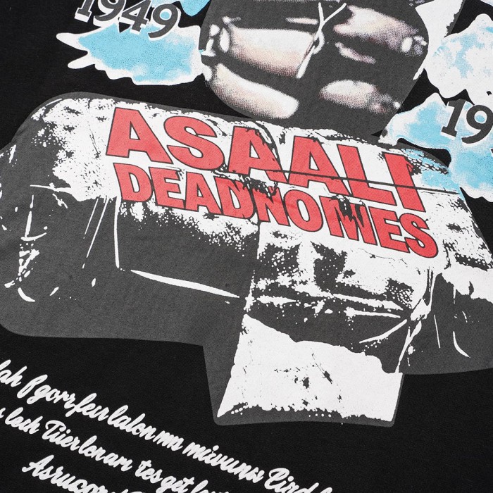 Asaali In Loving Memory Letter Pablo Escobar Face Print Birth Death Year Gun Handcuff Oversized Tee 29288692