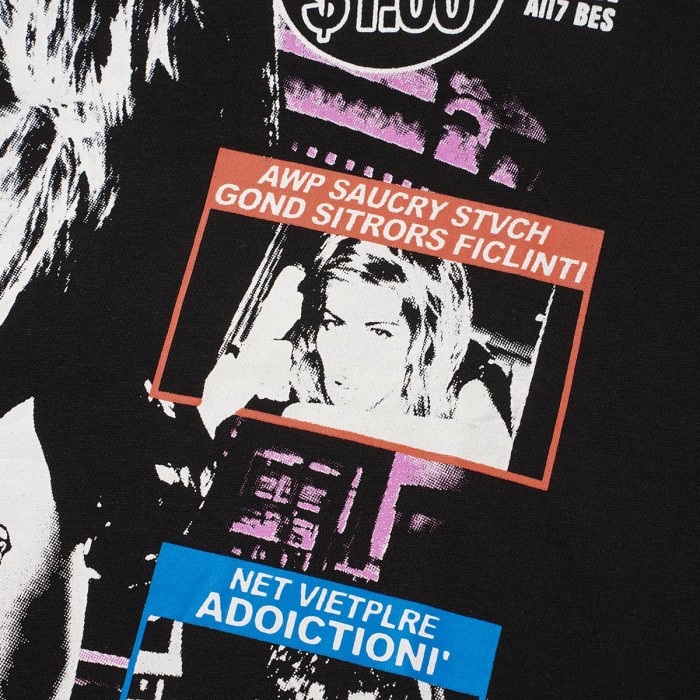Asaali Retro Magazine Clipping Collage Figure Front Back Bold Slogan Oversized Tee 29288682