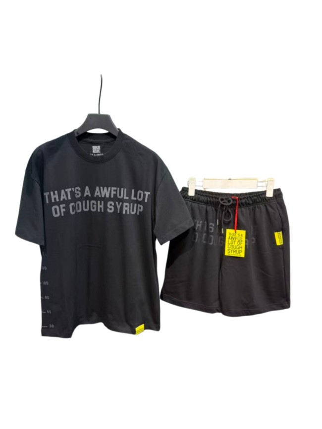 Anime Character Letter Print T-Shirt & Shorts Casual Streetwear Set 21 colors 29288563