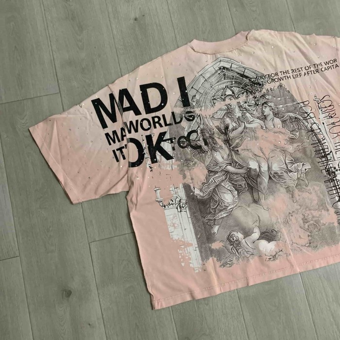 Renaissance Angel Sketch Collage Multi Text Double Sided Print Tee 29288547