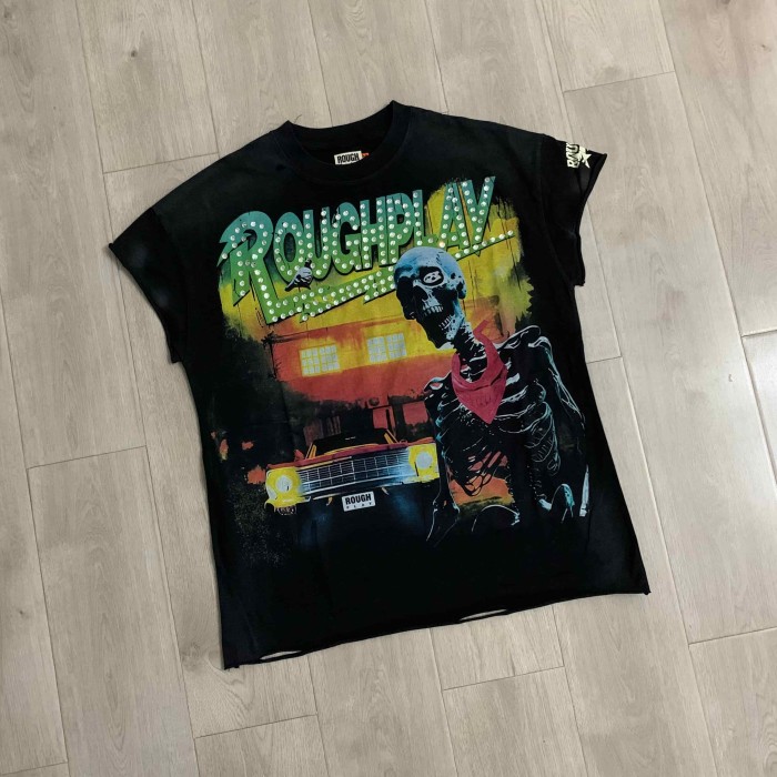 Dot Gradient Font Bandana Skeleton Classic Muscle Car Double Sided Print Tee 29288449