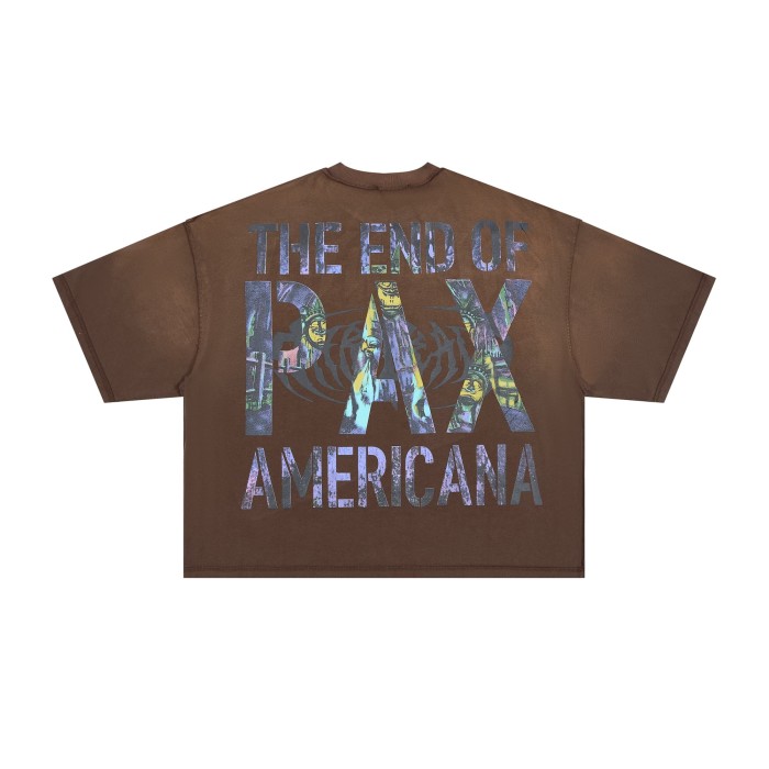 Gradient Sharp Font Twisted Statue Of Liberty The End Of Pax Americana Double Sided Print Tee 2 colors 29288473