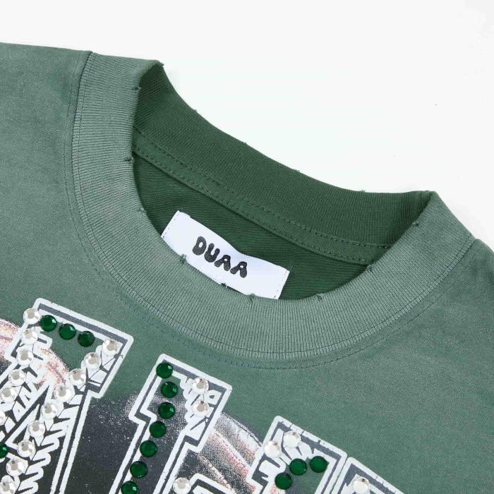 Rhinestone Texture Letter Life Is A Sport Vintage Baseball Stadium Double Sided Print Oversized Tee 29288412