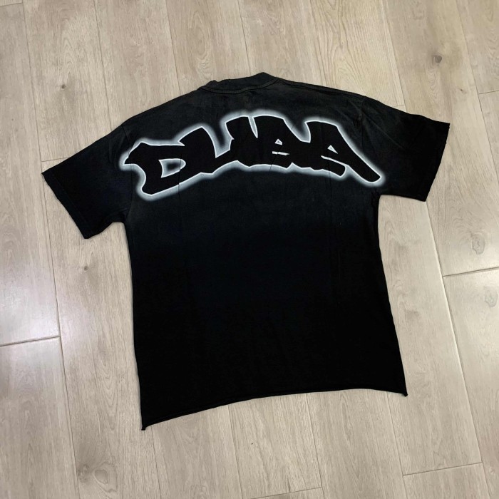 Rhinestone Mesh Texture Graffiti Font Roaring Tiger Head Double Sided Print Oversized Tee 29288415